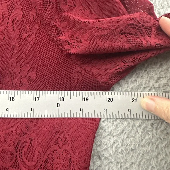 Lane Bryant Peplum Lace Top Red Retro Holiday Whimsigoth Feminine Women's 14/16 - Picture 7 of 9